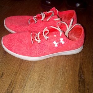 Coral pink under armour shoes